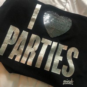 VS PINK “I love parties” zip up hoodie.